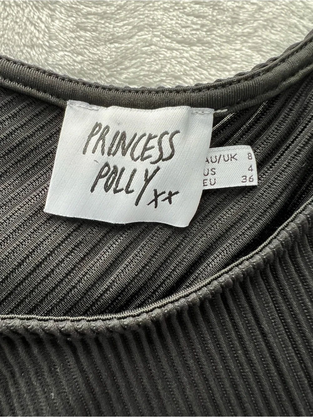 Princess Polly Black Ribbed Crop Top